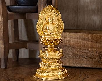 Amazon｜仏像 阿弥陀如来座像 18.5cm(金メッキ/24金) 仏師：牧田